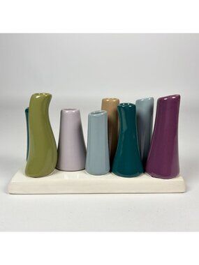Chive Pooley Multi Color Ceramic Flower Vase 8 Eight Bud Vase Tubes Modern Decor
